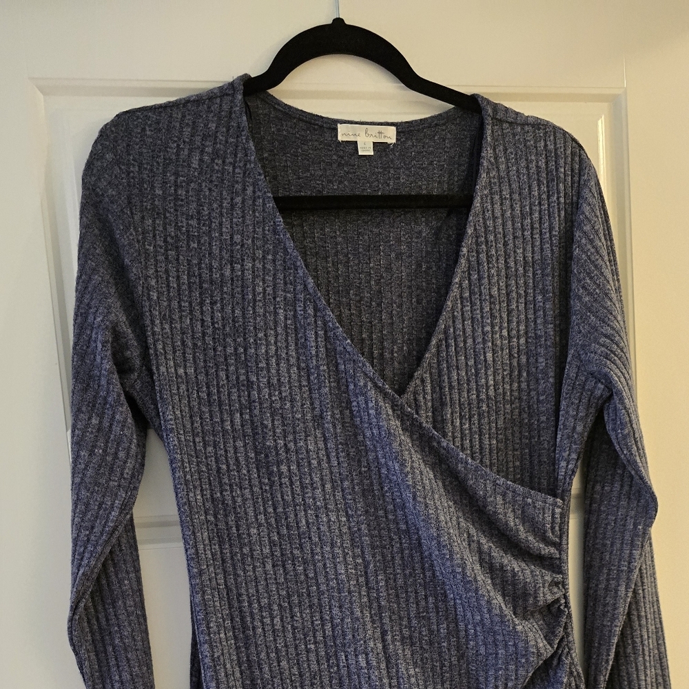 Ribbed Wrap Ruched Dress - Picture 6 of 7